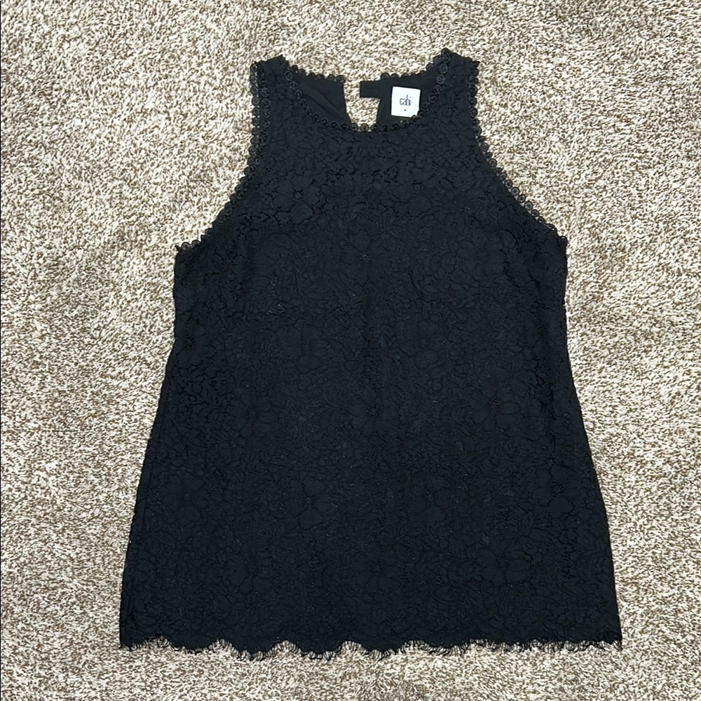 CAbi Black Lace Detail Top